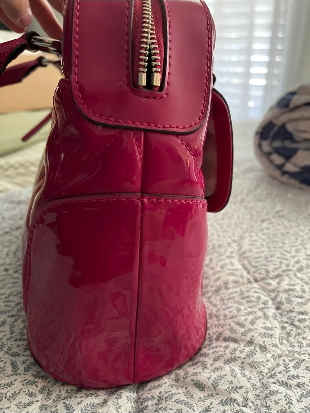 Authentic Y2K Coach Poppy Liquid Gloss Quilted Satchel – Magenta Pink (F20721)